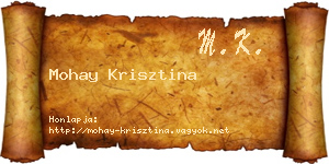 Mohay Krisztina névjegykártya